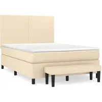 Syfax Boxspringbett mit Matratze Creme 140x200 cm Stoff
