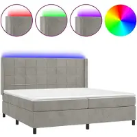 Syfax Boxspringbett mit Matratze & LED Hellgrau 200x200 cm Samt