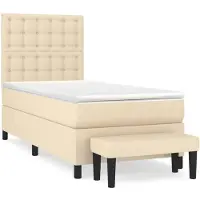 vidaXL Boxspringbett mit Matratze Creme 80x200 cm Stoff
