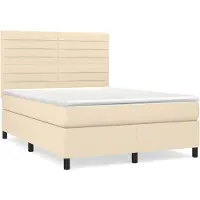 Syfax Boxspringbett mit Matratze Creme 140x200 cm Stoff