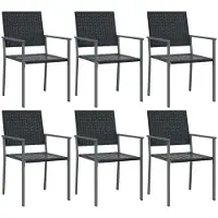 vidaXL Gartenstühle 6 Stk. Schwarz 54x62,5x89 cm Poly Rattan