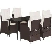 vidaXL 5-tlg. Garten-Essgruppe mit Kissen Braun Poly Rattan
