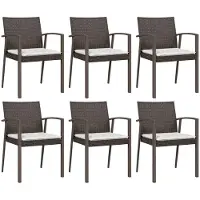 vidaXL Gartenstühle mit Kissen 6 Stk. Braun 56,5x57x83 cm Poly Rattan