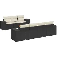 vidaXL 8-tlg. Garten-Sofagarnitur mit Kissen Schwarz Poly Rattan