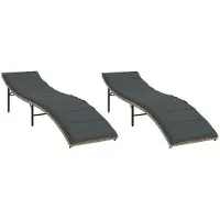 Syfax Sonnenliegen 2 Stk. mit Auflagen Hellgrau Poly Rattan