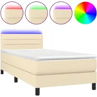 vidaXL Boxspringbett mit Matratze & LED Creme 80x200 cm Stoff