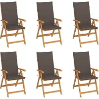 Syfax Gartenstühle 6 Stk. mit Taupe Kissen Massivholz Teak