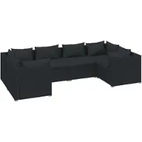 vidaXL 6-tlg. Garten-Lounge-Set mit Kissen Poly Rattan Schwarz