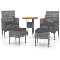 vidaXL 5-tlg. Garten-Lounge-Set Poly Rattan Grau