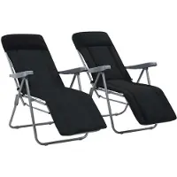 vidaXL Klappbare Gartenstühle mit Polstern 2 Stk. Schwarz