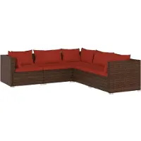vidaXL 5-tlg. Garten-Lounge-Set mit Kissen Poly Rattan Braun