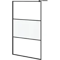 vidaXL Duschwand für Walk-In Dusche 115x195cm ESG Halbmattiert Schwarz