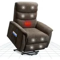 FlexiSpot XL3 Pro Elektrischer Massagesessel mit Heizfunktion, Aufstehhilfe, USB-Anschluss, Fernbedienung und Seitentasche für Senioren (Braun)