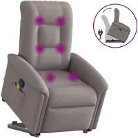 Syfax Massagesessel mit Aufstehhilfe Taupe Stoff