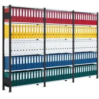 Schulte Lagertechnik Büroregal Stecksystem MultiPlus150, Grundregal, 7 Fachböden, mit Mittelanschlag, B 1000 x T 600 x H 2300 mm, Schwarz/Lichtgrau