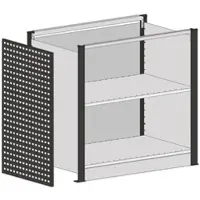Schulte Lagertechnik Startmodul für erweiterbares Thekensystem MULTIplus, 2 Modulrahmen/1 Abschlussblende, ohne Arbeitsplatte, Breite Aufsatz 806 mm