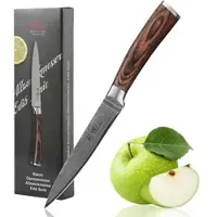 Wakoli EDIB Damastmesser Allzweckmesser I 12,5cm Klinge I Pakkaholzgriff