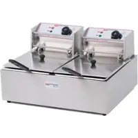 Ristoattrezzature Elektrische Doppelwannenfritteuse, professionell aus Edelstahl – 6+6 Liter, Ölkapazität 4+4 Liter