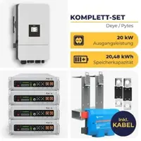 HUSATECH Deye Hybrid-Wechselrichter SUN-20K-SG05LP3 mit 4 x Pytes E-Box V5° Alpha | 3-phasig / 20 kW / 20,48 kWh