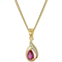 Trendor 21187 Damen-Anhänger Gold 333 synthetischer Rubin an vergoldeter Kette