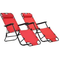 Prolenta Maison Exclusive - Klappbare Sonnenliegen 2 Stk. mit Fußablage Rot