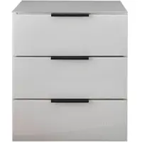 Schlafkontor Nachtkommode "Pari Nachtkonsole, Nachtschrank, Nachttisch", weiß, glas, B:45,8cm H:52,9cm T:40cm, Glas, Melamin, Sideboards, Nachtkommode, mit 3 Schubkastenfronten aus Glas