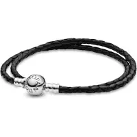 Pandora 590745CBK Damen Leder Wickelarmband Zweifach Schwarz