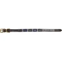 Kieffer Hunde Leder Halsband BUENOS AIRES schwarz mit dunkelgrau grau blau Messing Beschläge, Größe: 42 cm