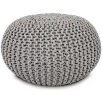Amagohome Strickhocker XXL Pouf Ø55 H37cm Bodenkissen Sitzpouf Baumwolle nachhaltig : hellgrau