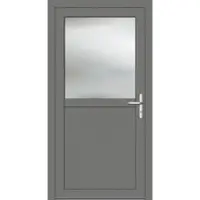 Haustuerenland.de Aluminium Nebeneingangstür "PAULA-G" 69 mm Graualuminium RAL 9007 beidseitig innen öffnend DIN rechts