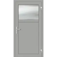 Haustuerenland.de Aluminium Nebeneingangstür "ANTONIA-G" 69 mm Weißaluminium RAL 9006 außen öffnend DIN rechts