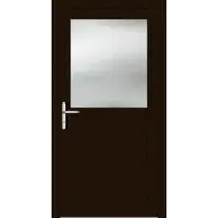 Haustuerenland.de RC2 Nebeneingangstür Aluminium "PAULA-G" 69 mm Dunkelbraun RAL 8077 beidseitig innen öffnend DIN links