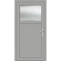 Haustuerenland.de RC2 Nebeneingangstür Aluminium "ANTONIA-G" 69 mm Weißaluminium RAL 9006 beidseitig innen öffnend DIN rechts