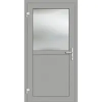 Haustuerenland.de Aluminium Nebeneingangstür "PAULA-G" 69 mm Weißaluminium RAL 9006 außen öffnend DIN links