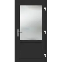 Haustuerenland.de RC2 Nebeneingangstür Aluminium "CELINE-G" 69 mm Anthrazit Eisenglimmer DB 703 beidseitig außen öffnend DIN rechts