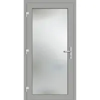 Haustuerenland.de RC2 Nebeneingangstür Aluminium "EMILY-G" 69 mm Weißaluminium RAL 9006 außen öffnend DIN links