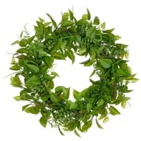 Creativ Green künstliche Pflanze Mix Blätterkranz aus Kunststoff, Ø ca. 60 cm, grün