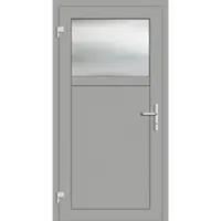 Haustuerenland.de Aluminium Nebeneingangstür "ANTONIA-G" 69 mm Weißaluminium RAL 9006 beidseitig außen öffnend DIN links