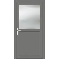 Haustuerenland.de RC2 Nebeneingangstür Aluminium "PAULA-G" 69 mm Graualuminium RAL 9007 beidseitig innen öffnend DIN links