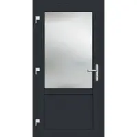 Haustuerenland.de RC2 Nebeneingangstür Aluminium "CELINE-G" 69 mm Anthrazit RAL 7016 beidseitig außen öffnend DIN links