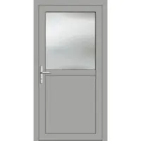 Haustuerenland.de RC2 Nebeneingangstür Aluminium "PAULA-G" 69 mm Weißaluminium RAL 9006 beidseitig innen öffnend DIN links