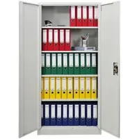 Proregal Flügeltürenschrank ELEPHANT Mit 2 Türen Abschließbar HxBxT 180x80x40cm 4 Ebenen Stahl Pulverbeschichtet Lichtgrau Spind Aktenschrank