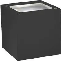 Zafferano Sole IP54 LED-Wandleuchte für Innen und Außen, Aluminium-Druckguss Gehäuse in Dunkelgrau, 2x10W, 3000K, modernes kompaktes vielseitiges Design