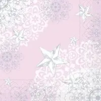 Mank Serviette Tissue Sternenschein in Rose-Silber, 33 x 33 cm, 100 Stück - Weihnachten Sterne