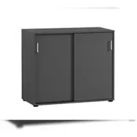 Proregal Möbelpartner Aktenschrank Fox | HxBxT 84x100x41cm | 2 Schiebetüren | Anthrazit | Büroschrank von