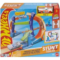 Hot Wheels Stunttracks Sprung durch die Spirale Trackset und Spielzeugauto im Maßstab 1:64, Track-Schnellstecksystem, Fahrzeug- & Schienen-Set, 4 Jahr(e), Kunststoff, Mehrfarbig