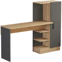 Helloshop26 Erwachsenenbüro - - Büro mit integrierter Schrank - 120 x 153 x 40 cm - Eiche-Effekt - Einfache Montage