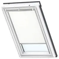 Velux Dachfenster Verdunkelungsrollo weiß mit weißem Alu-Rahmen elektronisch DML P08 1025KWL