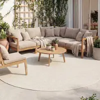 FRAAI In- & Outdoor Teppich Rund - Malta Melange Creme Ø 100 cm