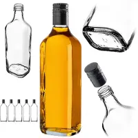 Kadax Leere Glasflaschen 500ml, 5 Stück, Likörflaschen mit Schraubverschluss für Whisky